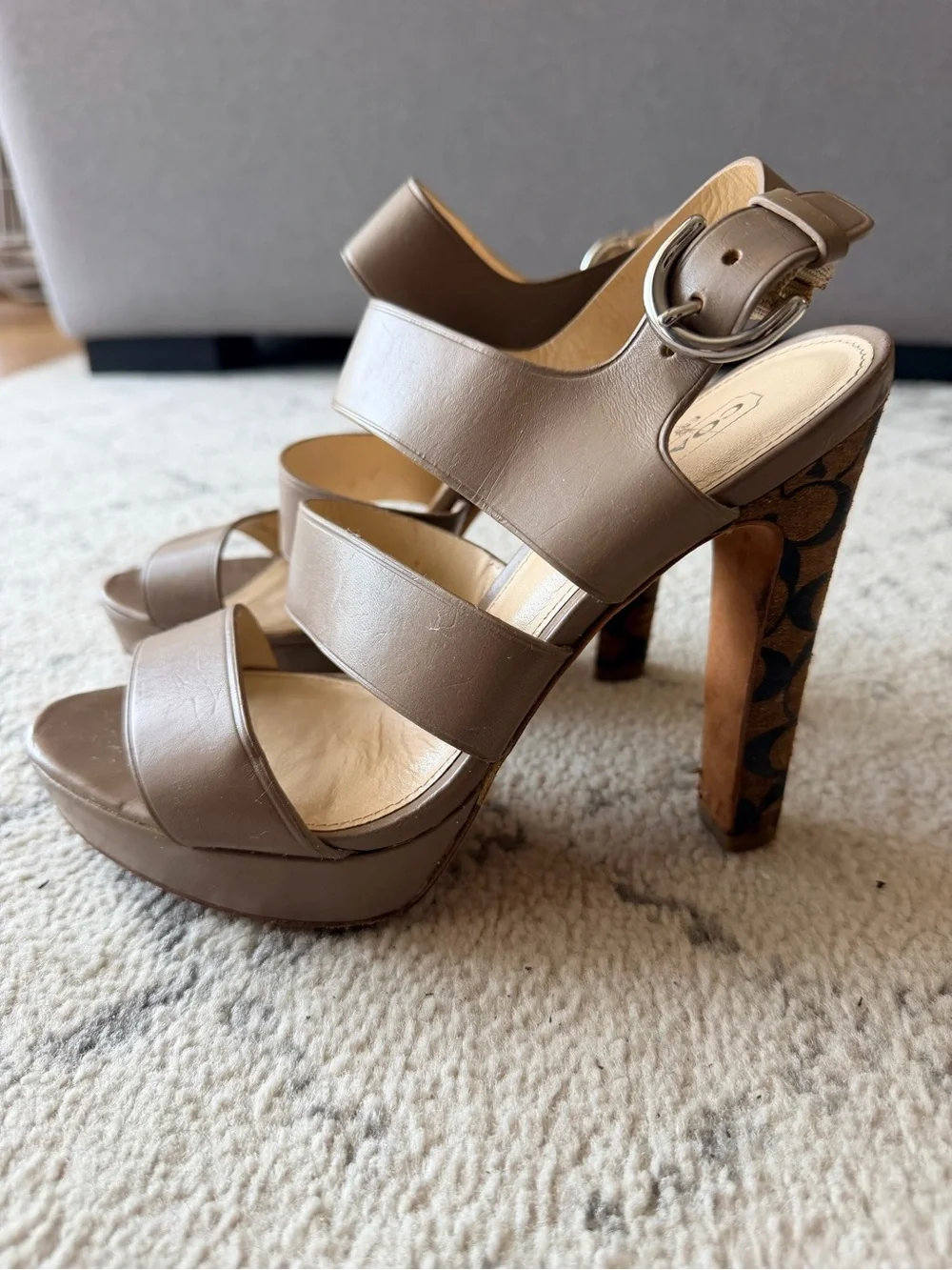 Coach Leather Platform Sandal Heels | Signature Heel | Size 6.5